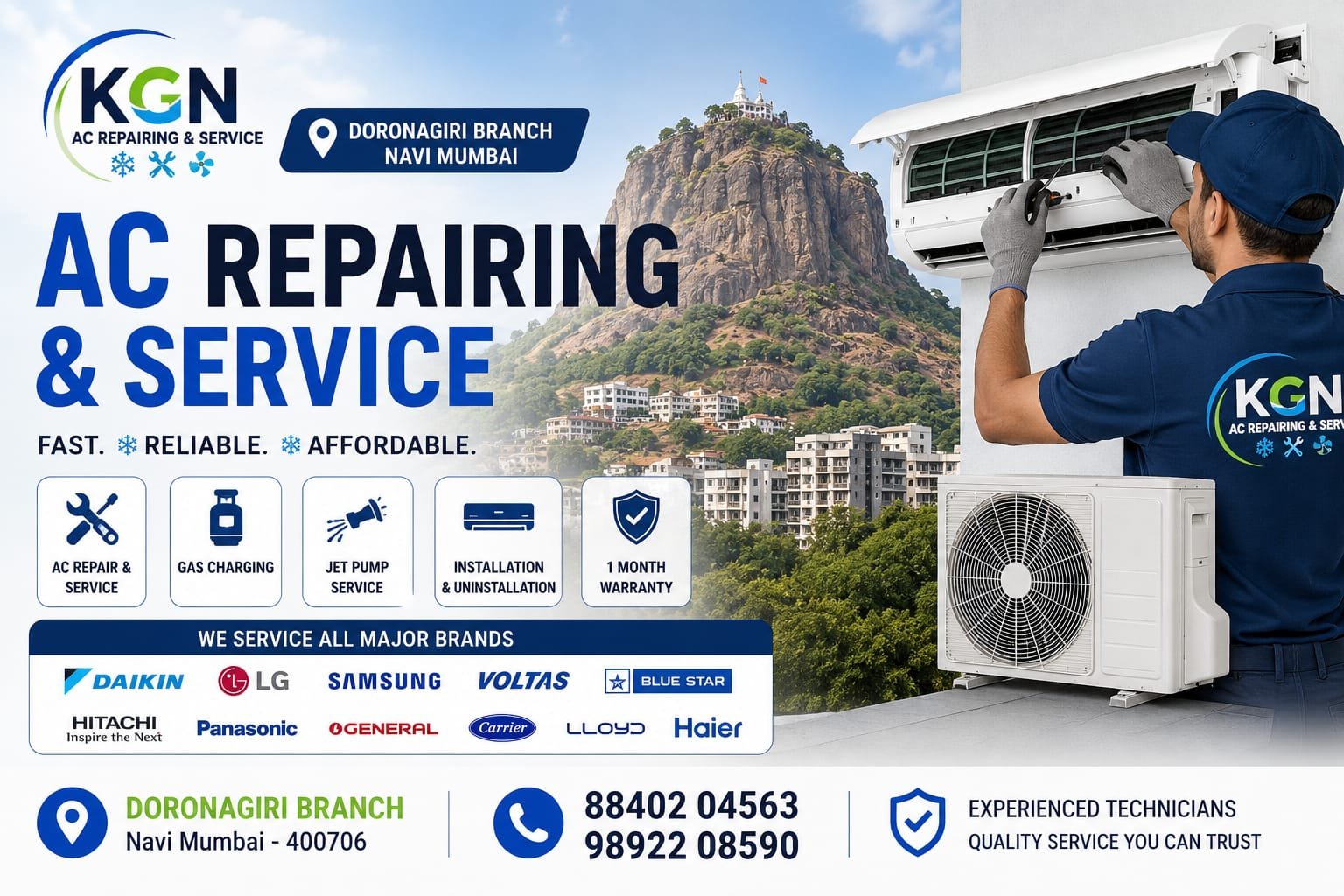 Professional AC repair service in Navi Mumbai by KGN AC Repairing & Service